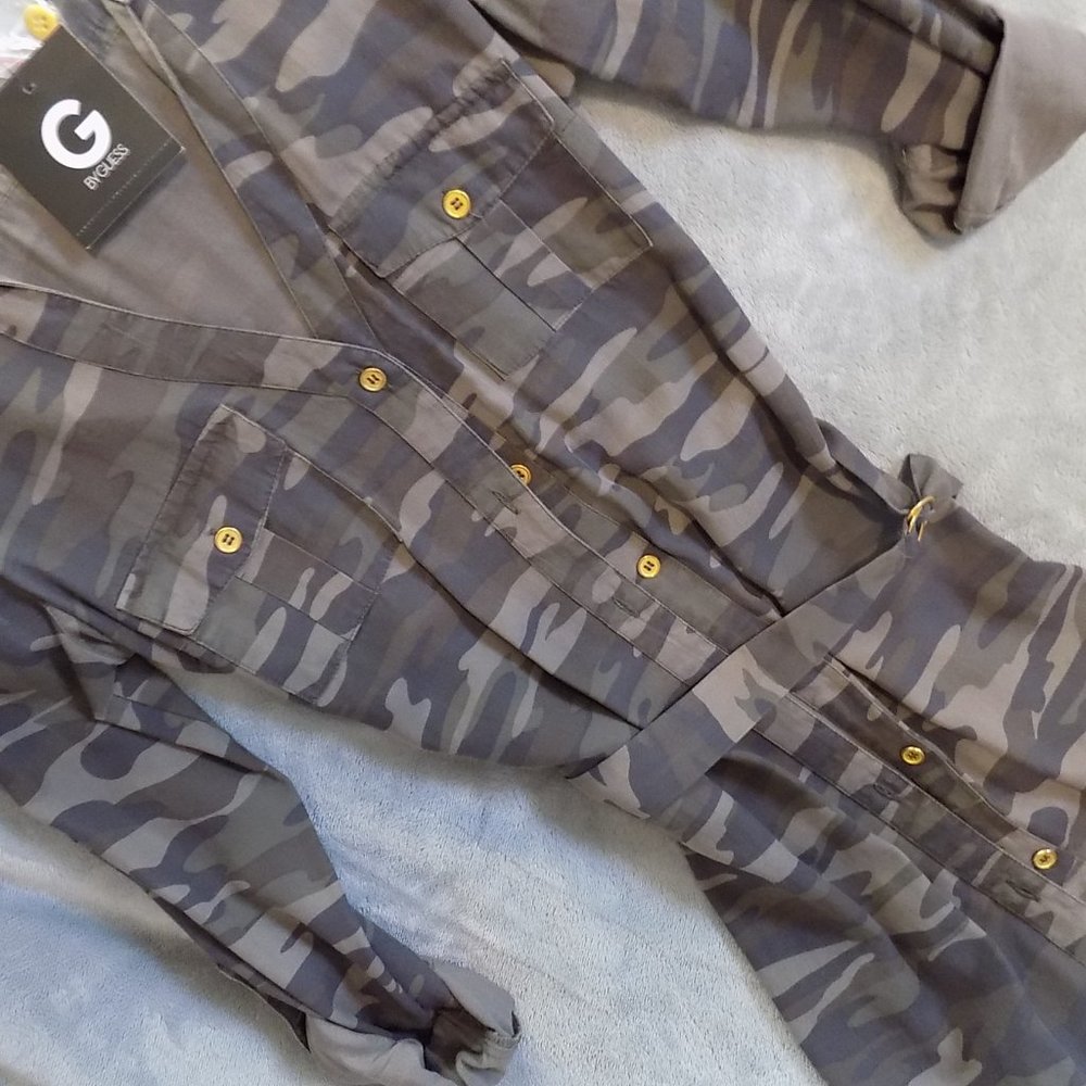 Guess, dress, small, camo, shirt